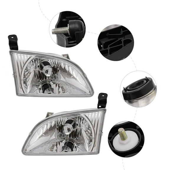 Pair Headlights Headlamps Set Left & Right Side for Toyota Sienna 2001 2002 2003