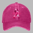 thumbnail image 2 of AJGRHE Women Cancer Awareness Month Printed Washed Baseball Cap Outdoor Sports Hat Adjustable Ribbon Embroidered Denim Red One Size, 2 of 8