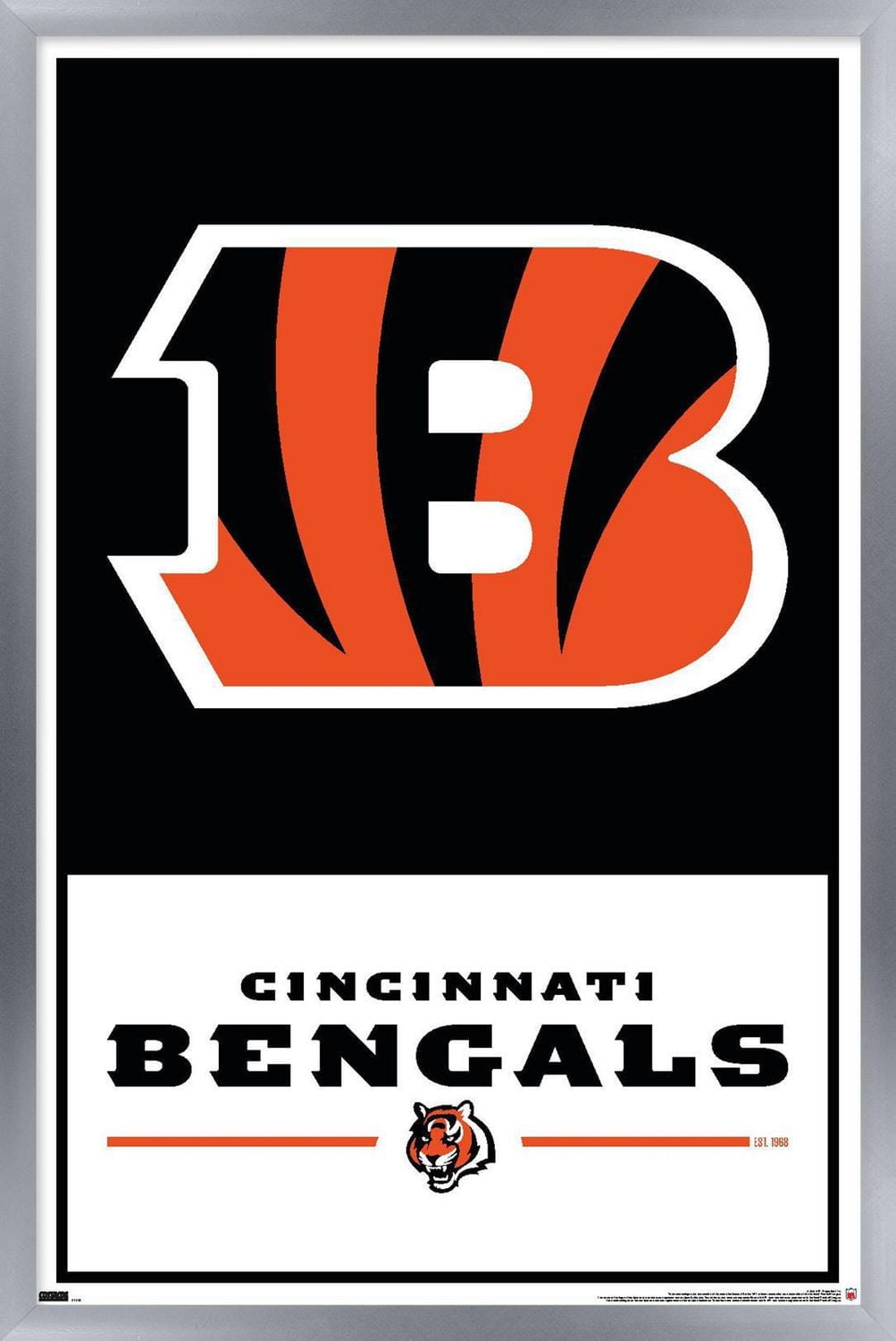 NFL Cincinnati Bengals - Logo 21 Wall Poster with Magnetic Frame, 22.375" x 34"