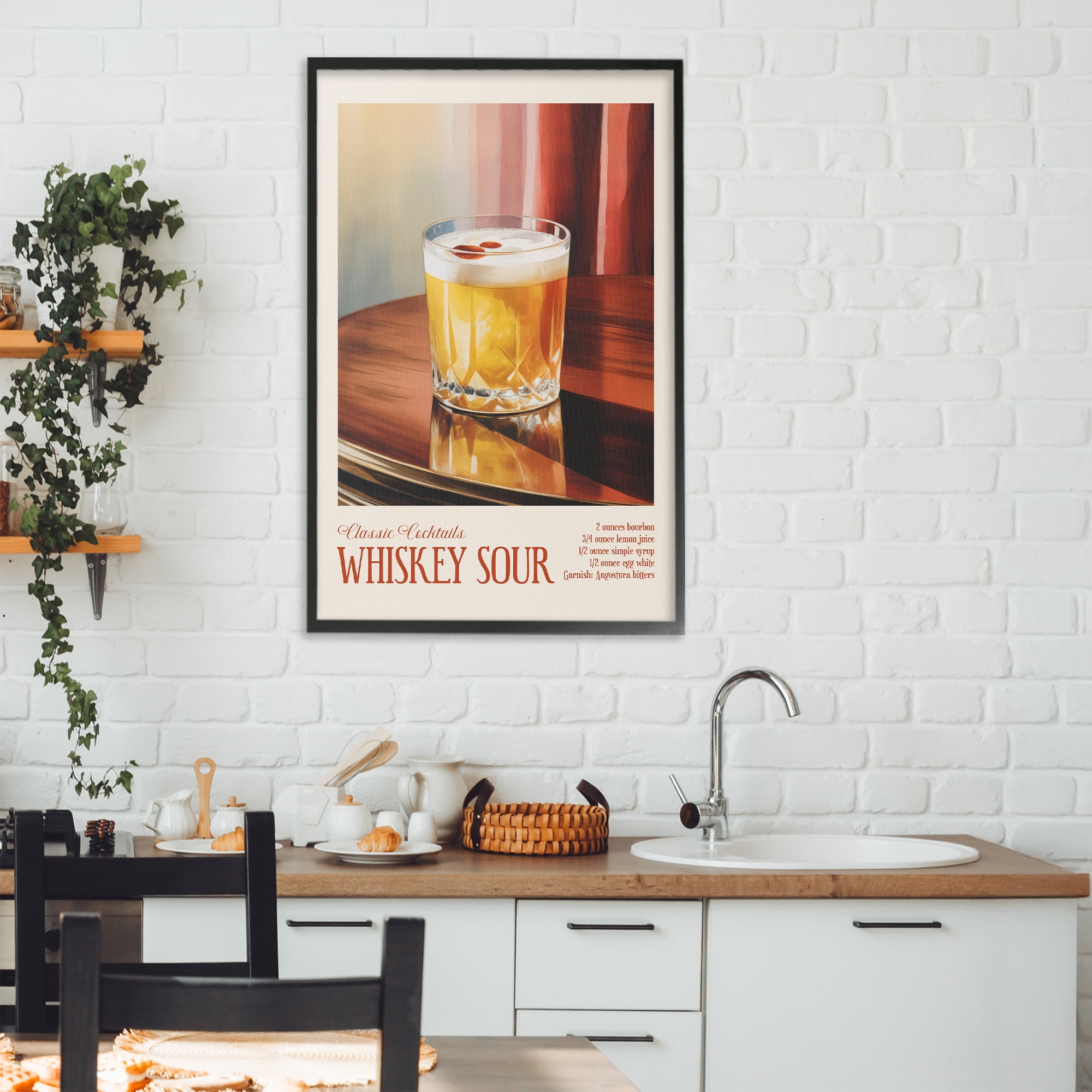 Stupell Industries Whiskey Sour on Table Black Framed Giclee Art, design by Andreas Magnusson