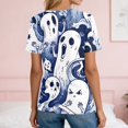 thumbnail image 4 of Halloween Shirt Womens Patterns Halloween Party T Shirt V Neck Short Sleeve Navy 2XL, 4 of 7