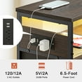 thumbnail image 2 of GUNAITO Led Nightstand with 4 Drawers Bedside Table with Charging Station Wide End Table with Storage Shelf for Living Room,Brown, 2 of 9
