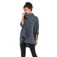 thumbnail image 6 of Tinglu Loose Turtleneck Sweaters Women Irregular Batwing Sleeve Outwear, 6 of 8