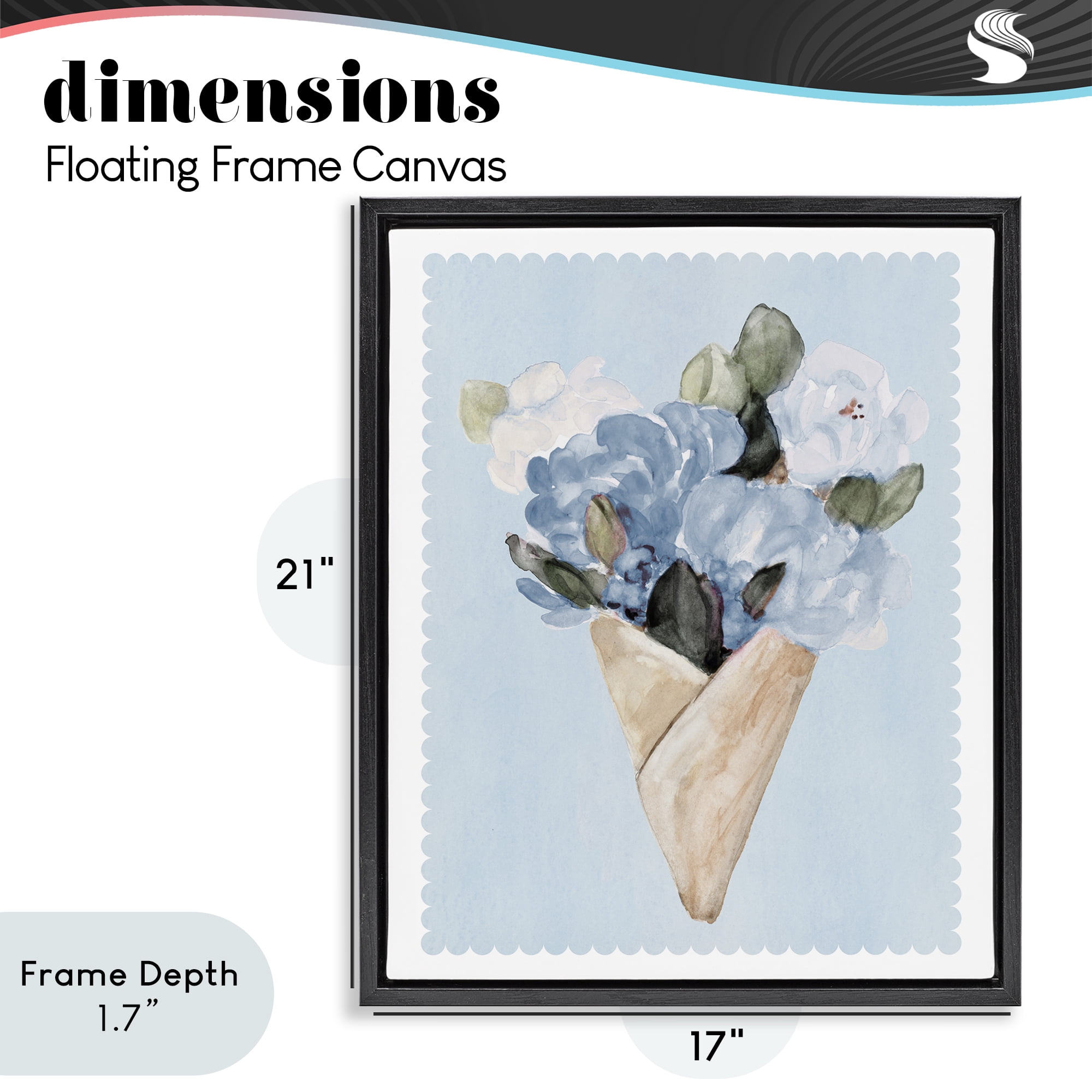 Stupell Industries Blue Gift Bouquet Black Framed Floater Canvas Wall Art, design by Lanie Loreth