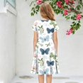 thumbnail image 5 of Grblisyd Girls Dress Cute Floral Print Short Sleeve Crew Neck A Line Dresses Kids Summer Casual Soft Sundress, 5 of 5