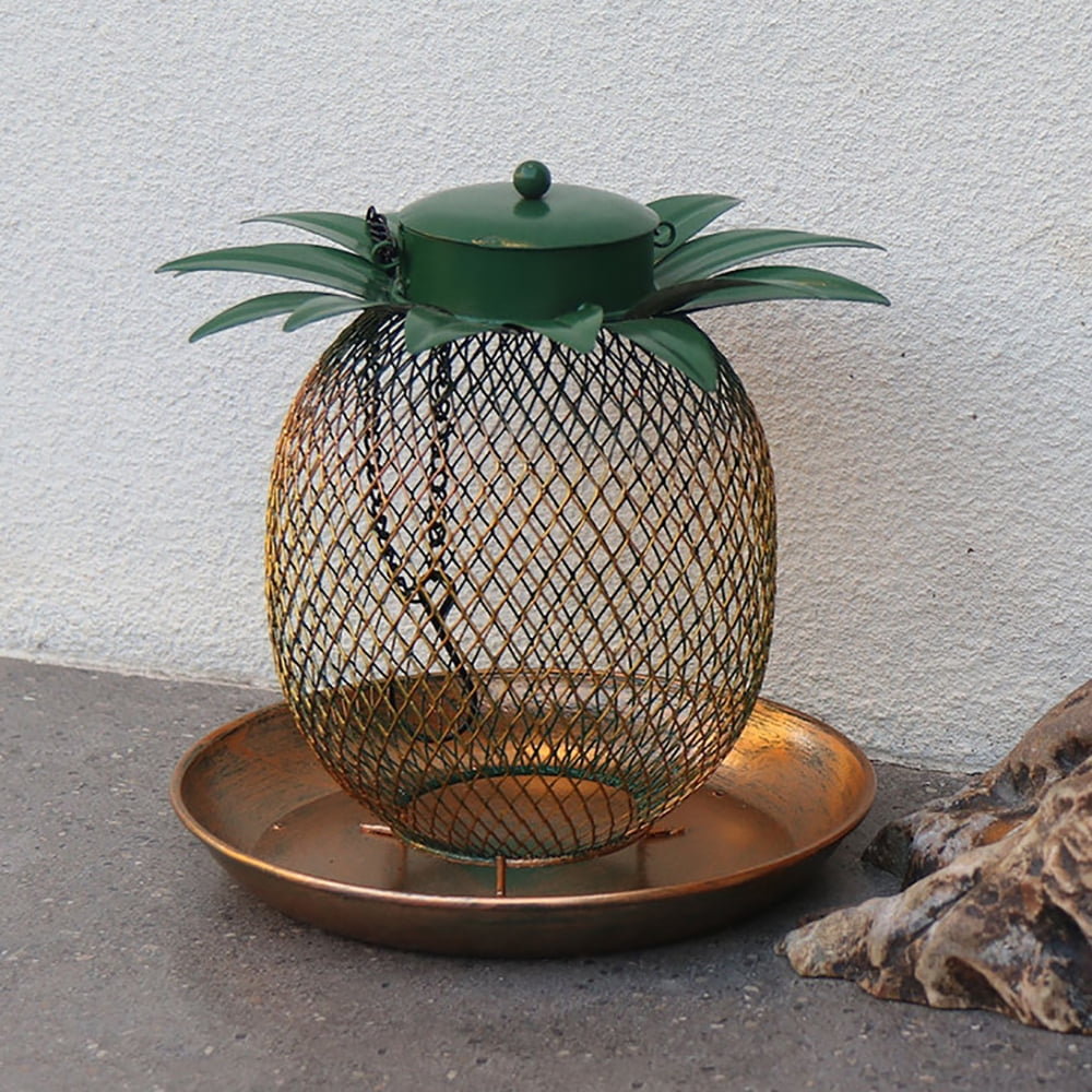 Bird Feeder Lovely Pineapple Shape Metal Waterproof Easy to Fill Outside Bird Feeders Outside Hanging Garden Decor Yard Outdoor Home Decoration Bird Lover Gifts