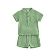 thumbnail image 2 of Musuos Boys Summer 2PCS Shorts Sets 6M 12M 18M 24M 3Y 4Y Short Sleeve Button Up Tops and Solid Color Shorts Sets, 2 of 10