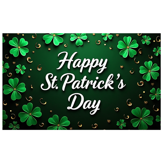 St Patricks Day Backdrop Banner with Shamrocks and Gold Coins for Party Supplies Photography Props Event Celebration Decorations Background