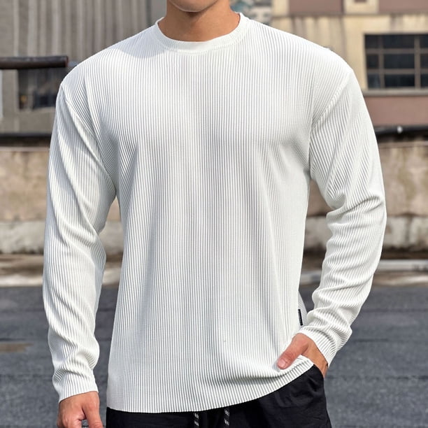 Blusas y camisas de manga larga con cuello redondo para hombre, sudaderas casuales, jersey de cuello redondo, sudadera de manga larga, blusa para hombre
