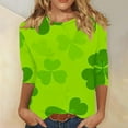 thumbnail image 4 of ABATAB Plus Size St Patricks Day Shirt for Women Shamrock 3/4 Sleeve Crewneck Tshirts St Paddys Day Gift Casual Tee Tops Clothes, 4 of 6