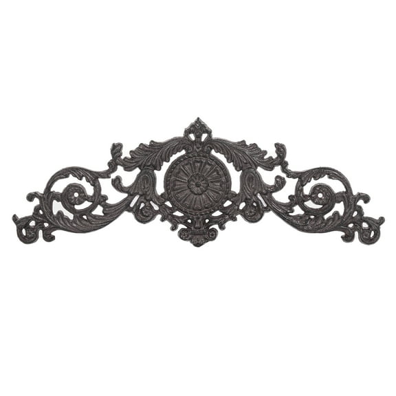 Sungmor Antique Style Cast Iron Wall Decor, Ornate Scroll and Floral Design Metal Plaque for Home or Garden Decor, Fireplace Mantel, Furniture Decorative Accent, 17.5 Inch & Rustic Black Finish