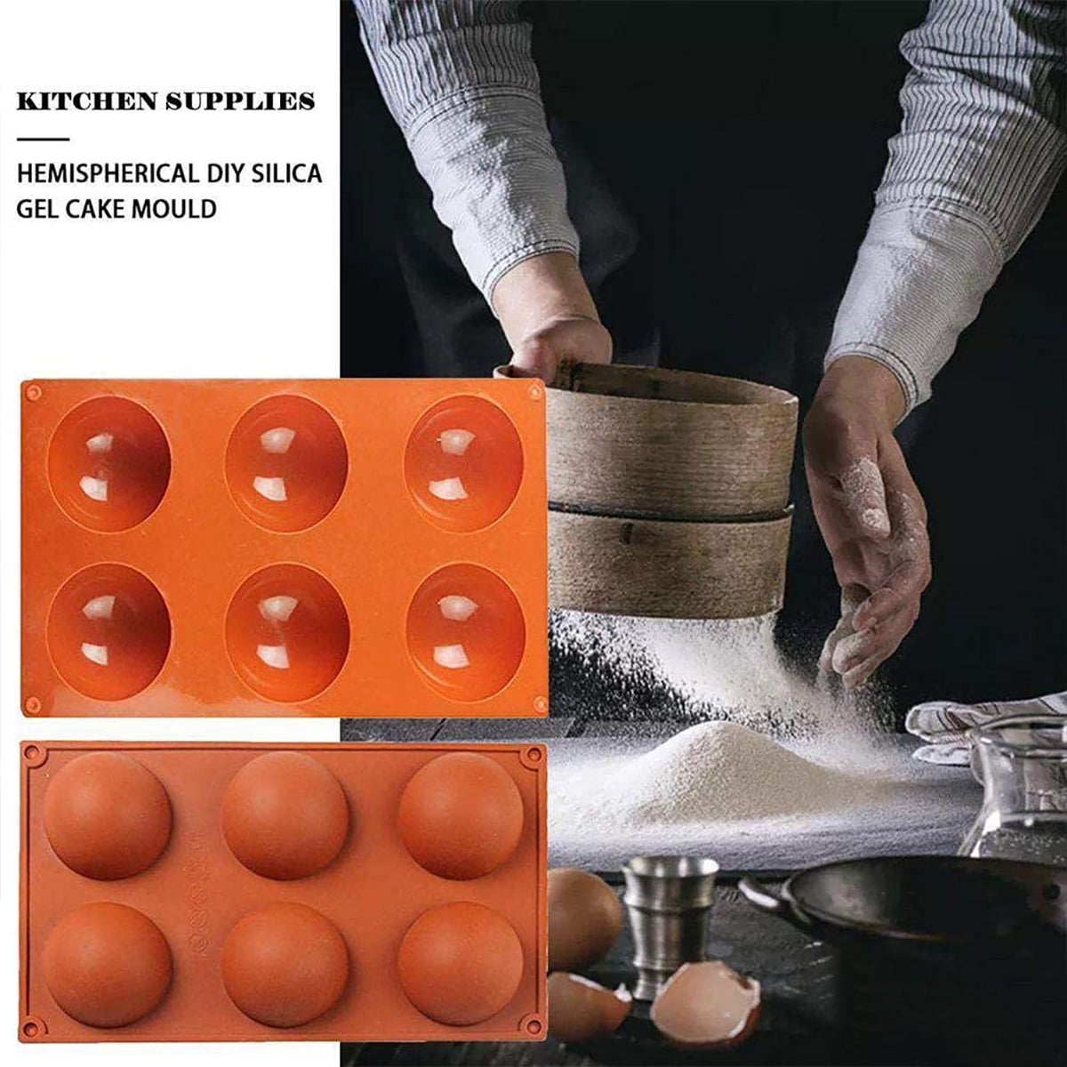 Kepooman 2 Pcs Non-stick Chocolate Silicone Mold with 2.75" Rebound Large Circle Holes Thick for Baking