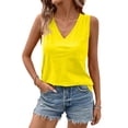 thumbnail image 3 of Women's Summer Solid Color Sleeveless Shirts Casual V Neck Tank Tops Tunic Casual Basic Shirts True Classic Tees Cute Trendy Clothes Summer Loose Fit Clothes Womens Tops 2026 Yellow L, 3 of 5