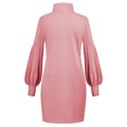 thumbnail image 3 of Vestido de mujer Cuello alto Manga larga Costilla Vestido corto de moda para mujer para ir de compras Citas Rosa 2XL, 3 of 5