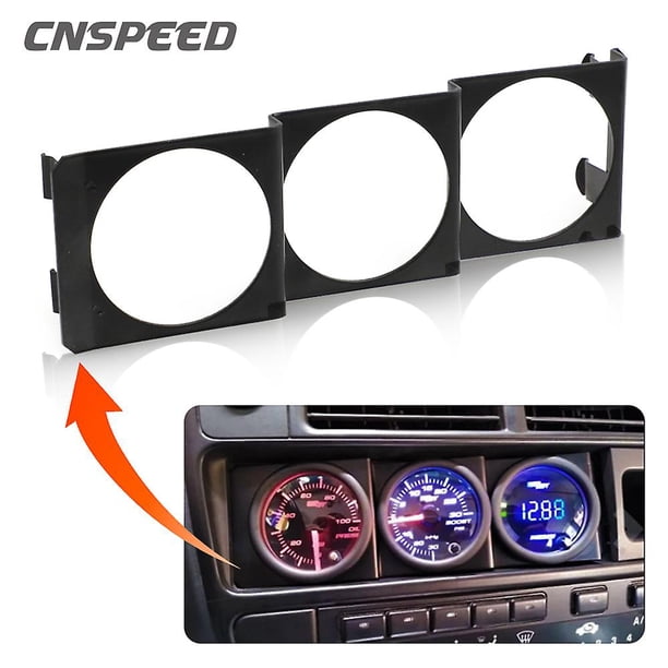 52mm 3 Hole Single Din Radio Slot Face Pod Triple Gauge Meter Panel Iron Mount Black For Car