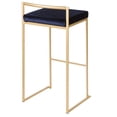 thumbnail image 4 of Fuji Contemporary-Glam Stackable Barstool in Gold with Blue Velvet Cushion by LumiSource - Set of 2, 4 of 8