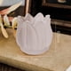 thumbnail image 2 of Vidrio Pequeño Portavelas Vintage Transparente Teal Ornamento de Vela de Mesa Forma de Flor, 2 of 3