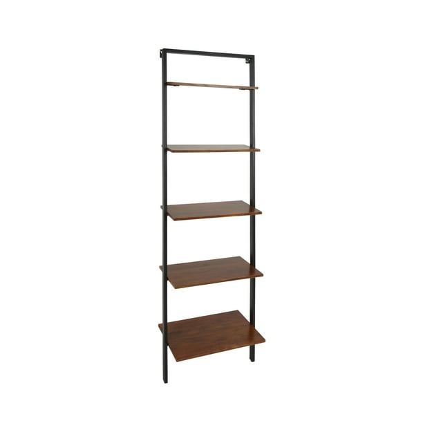 MANGO WOOD & BLACK IRON 78"LEANER BOOK CASE, KD
