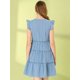 thumbnail image 5 of Vestido Escalonado Sin Mangas Allegra K Cuello V Botón Abajo para Mujer Azul Polvoriento S, 5 of 6