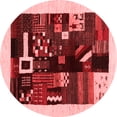 thumbnail image 1 of Ahgly Company Indoor Round Abstract Red Contemporary Area Rugs, 5' Round, 1 of 4