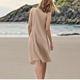 thumbnail image 4 of Women's Solid Color Sleeveless Tank Dress Casual Beach Sundress with Front Ruffle Trim and Hidden Pockets for Daily Wear,Khaki S, 4 of 5
