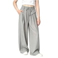 thumbnail image 2 of WQNVRNR Girls Wide Leg Pants Drawstring Loose High Waist Lightweight Pleated Casual Pants Gray 12 Years, 2 of 8