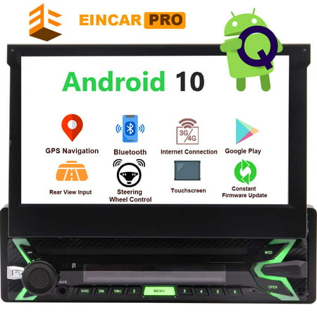 Single Din Car Stereo Bluetooth Flip Out Touch Screen 1 Din Radio Android 10 GPS Navigation 7