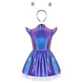 thumbnail image 6 of iiniim Girls Space Alien Dress Cap Sleeve Metallic Holographic A Line Tutu Dress Set Outer Space Outfits Colorful Silver 12, 6 of 7