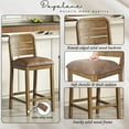 thumbnail image 4 of Dayalane 26" Counter Height Bar Stools Set of 4, Farmhouse Wooden Bar Stools with Ladder Back, PU leather Upholstered Kitchen Island Chairs for for Island Bar Island Cafe Kitchen, Brown, 4 of 11