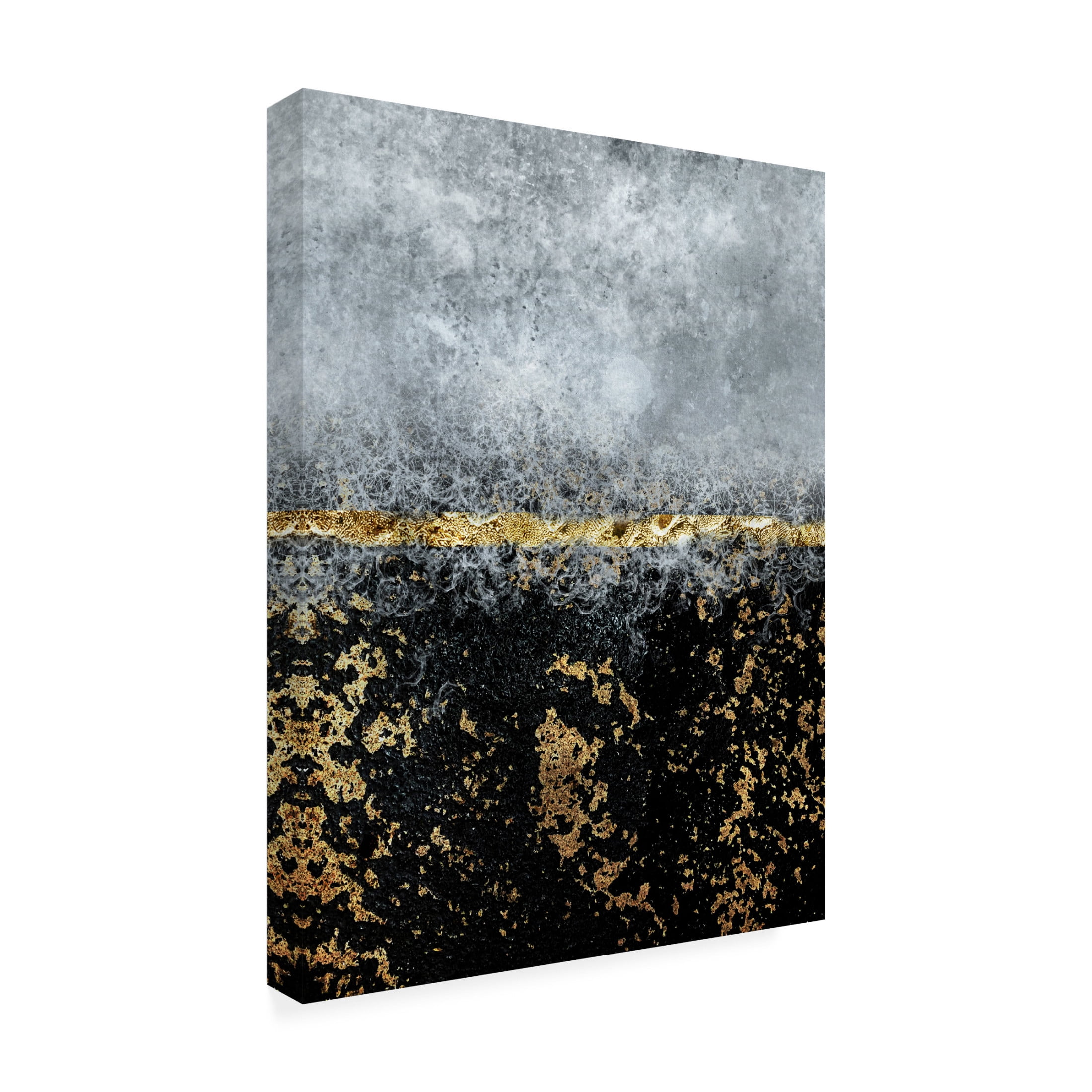 Canvas Wall Art - Bilge Paksoylu 'Gold Black Abstract' Wall Art for Living Room, Bedroom, or Office Décor by Trademark Fine Art - 18 x 24 Inches