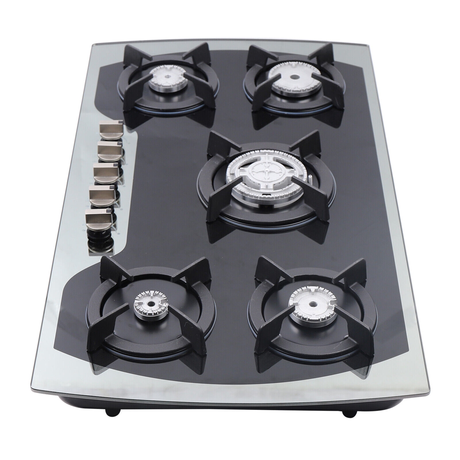 35.4-inch 5-Burner Built-in Gas Cooktop, 3.0kW Powerful Burner & Simmer Burner, Tempered Glass with Cast Iron Grates, Dual Fuel (Natural Gas/LPG) Conversion Kit Included