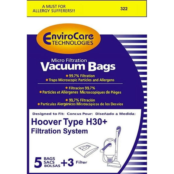 Replacement Part For Hoover 5PK, H30 PLUS-MICROLINED, PAPER BAGS 322