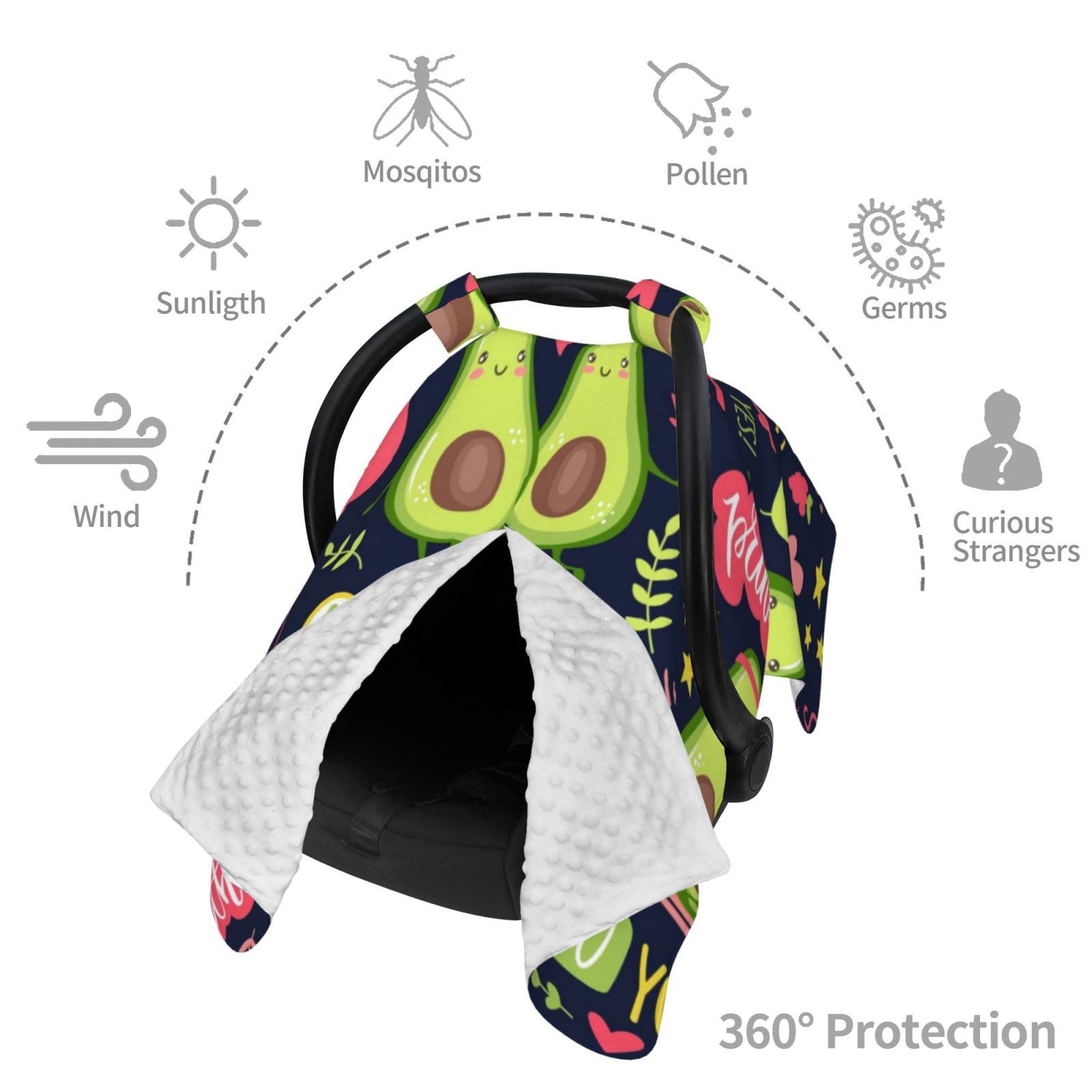 Car Seat Cover Baby - Avocado Love Breathable Infant Car Seat Cover for Baby Carseat, Lightweight Comfort Baby Essentials Must Haves Newborn Stuff for Girl Boy