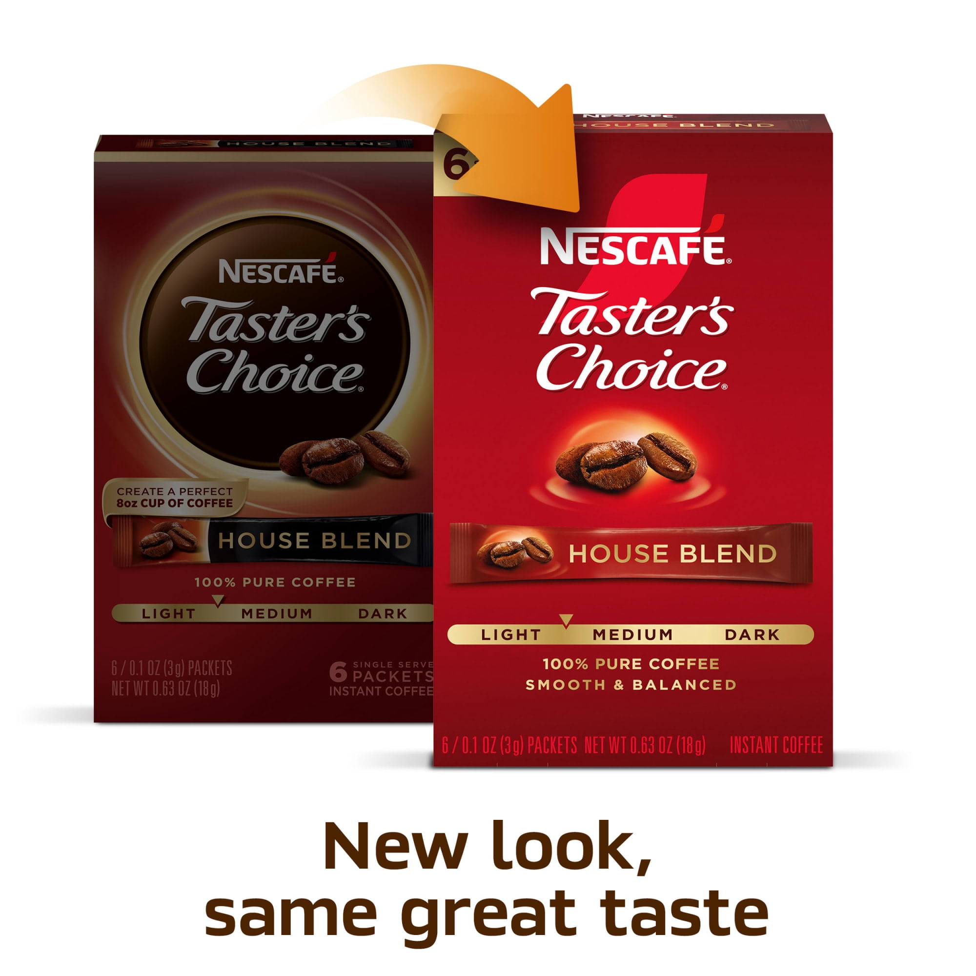 (12 pack) NESCAFÉ Taster's Choice House Blend, Light Medium Roast Instant Coffee, 1 Box, 6 Packets