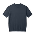 thumbnail image 4 of LIaqionyy Mens Knit Short Sleeve Shirt Crewneck Summer Sweater Lightweight Casual Pullover for Dress Work Shirts, 4 of 5