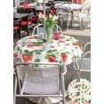 thumbnail image 5 of Outdoor Tablecloth with Umbrella Hole for Patio/Picnic/Party/Camping, Strawberry Waterproof Table Cloth Round Cover Washable, Fruits Green Palm Leaves Red Watercolor (Dia 60"), 5 of 9