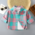thumbnail image 2 of Zshosam Toddler Shacket Baby Toddler Boys Long Sleeve Shirt Flannel Plaid Shirts Button Down Jacket Top Fall Winter Clothes Size 4T 5T,(Mint Green 4-5 Years), 2 of 4