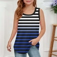 thumbnail image 5 of DeHolifer Girls Tank Tops Strip Printed Square Neck Soft Breathable Sleeveless Summer Blouse Casual Loose Tank Tops,Blue,9-10Years, 5 of 5