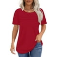 thumbnail image 2 of UVN Short Sleeve Blouse for Women Summer Dressy Casual Crewneck Shirt Pleated Tunic Tops, 2 of 8