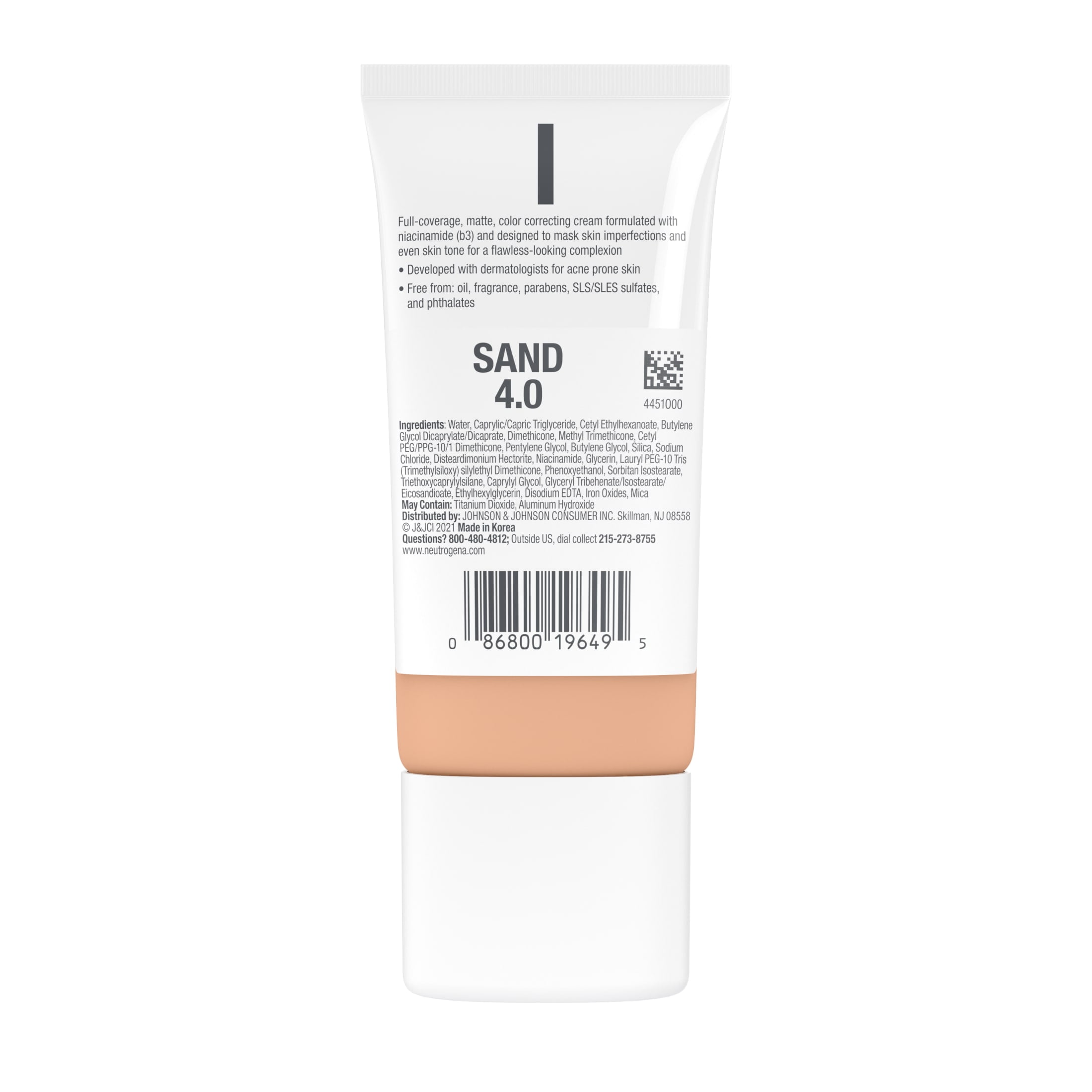 (2 pack) Neutrogena Clear Coverage Flawless Matte CC Cream, Sand, 1 oz