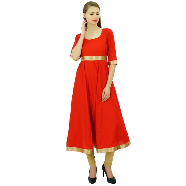Bimba Kurti Anarkali pour Femmes avec Bordure Dorée Robe Vêtements Indiens Kurta pour Dames