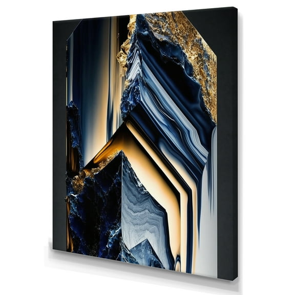 Designart Abstract Geode Geometric Blue IV Canvas Wall Art