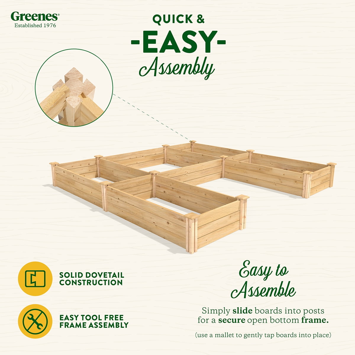 Greenes Fence  8' x 8' x 10.5" (3/4" Thick) U-Shaped Premium Cedar Raised Garden Bed