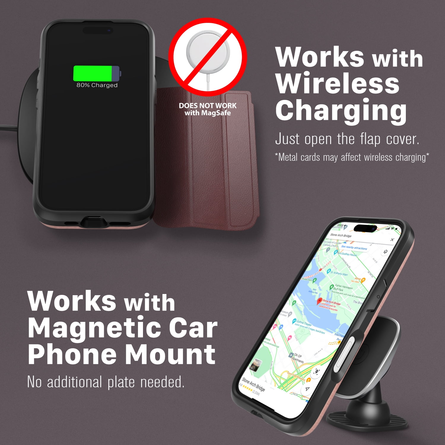 Vena vCommute for Apple iPhone 16 Pro Max Wallet Case, iPhone 16 Pro Max Case with Leather Stand Card Holder [Military Grade Drop Protection] - Red