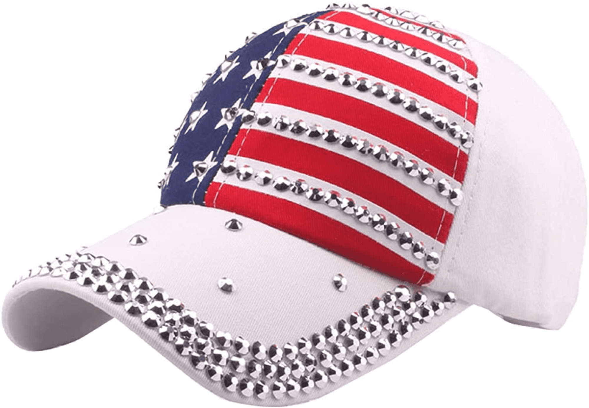 AVEKI Women Baseball Cap Adjustable American Flag Hats with Bling ...