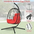 thumbnail image 3 of Sesslife Wicker Egg Hanging Chair with Stand and Cushion, Navy, 3 of 7