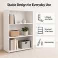 thumbnail image 5 of Huisenitre 3-Shelf Bookcase, Small Open Bookshelf for Bedroom Office, White, 5 of 8