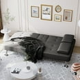 thumbnail image 2 of Furmax Futon Sofa Bed Convertible Folding Faux Leather Couch with 2 Cup Holders,Gray, 2 of 8