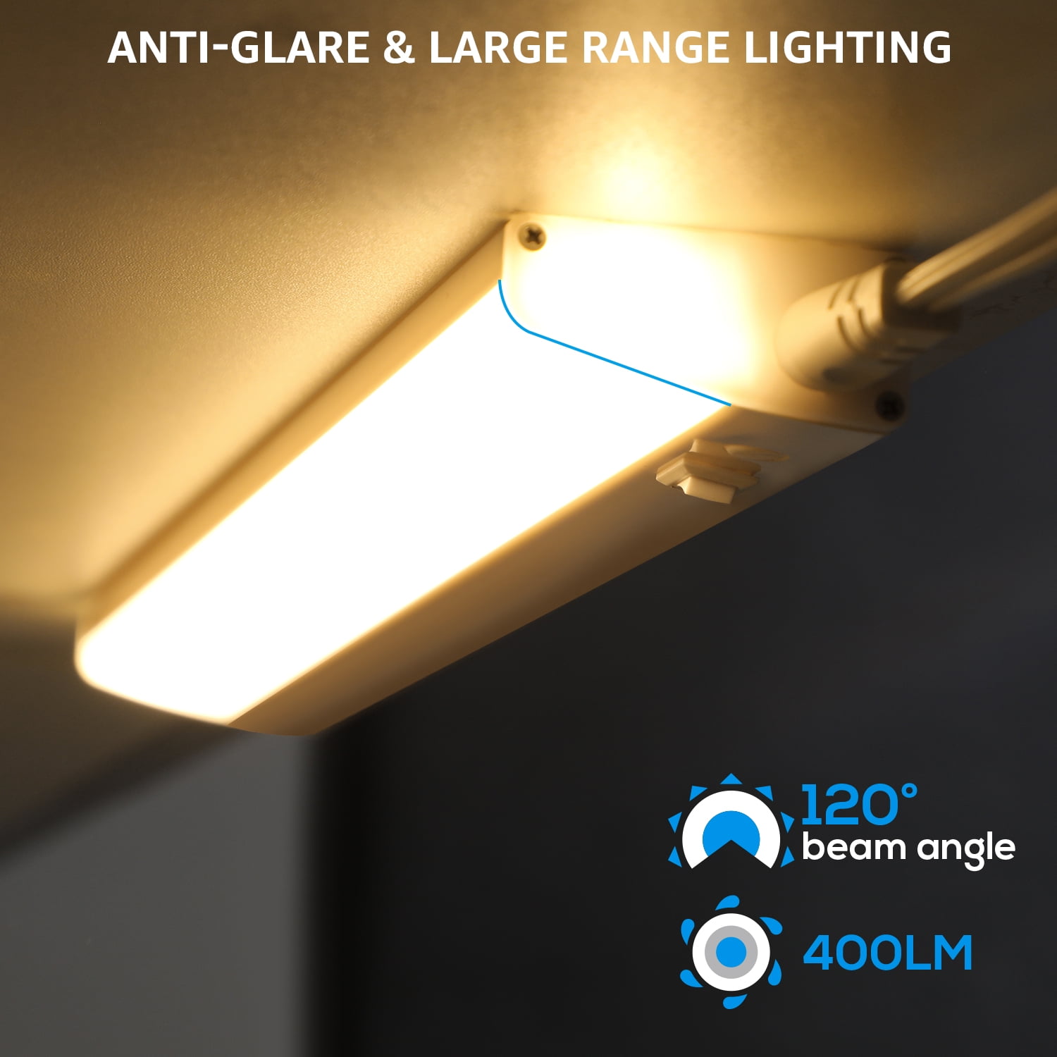 20 Pack 12 Inch Slim LED Under Cabinet Lighting, Under-Counter Light Fixtures, Plug-in, Linkable Cabinet Lights, 3000K Warm White