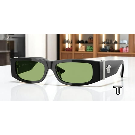 Versace Men's 0Ve4476u Medusa Glam Medusa Glam Rectangular Sunglasses Black
